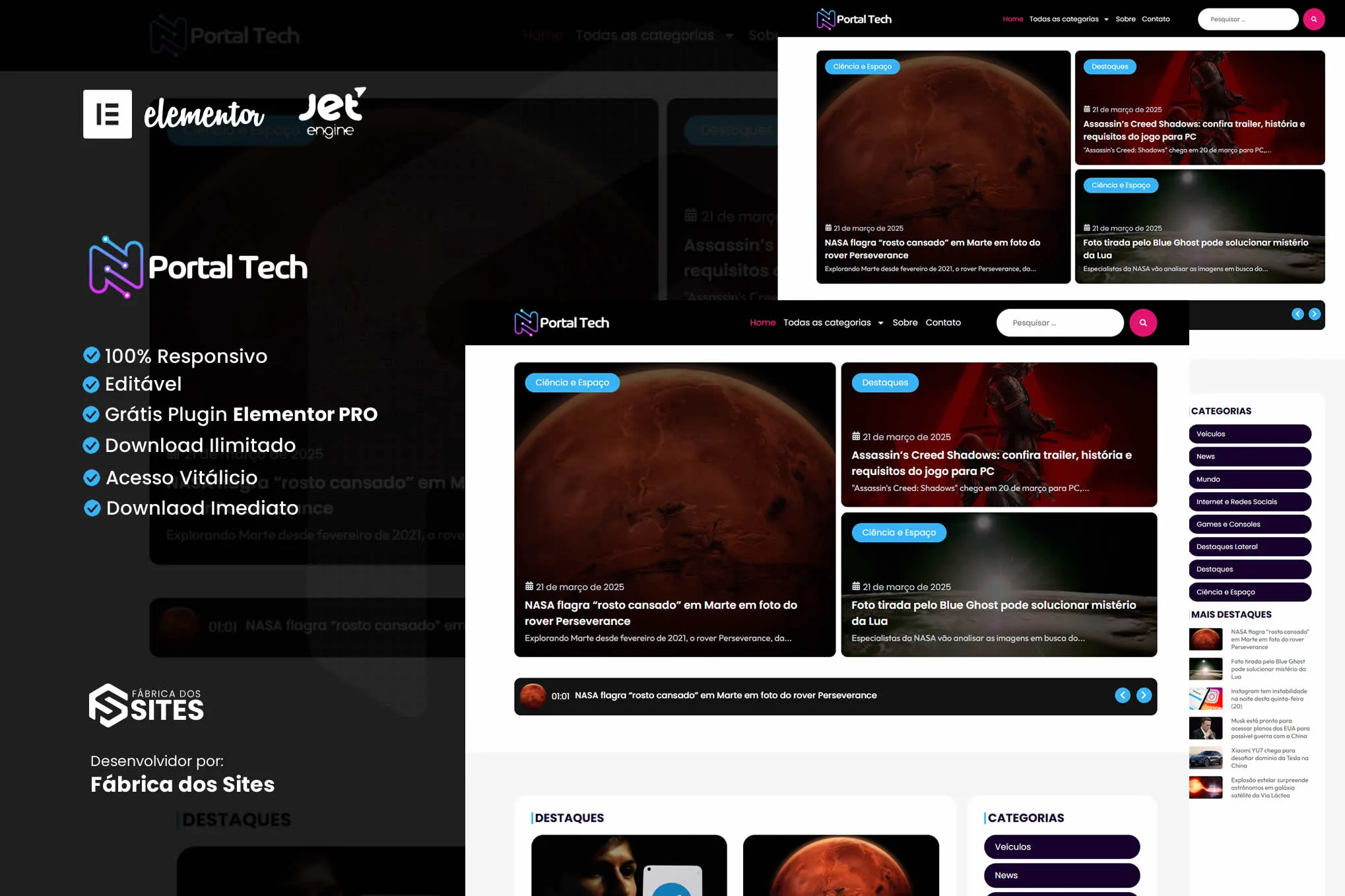 Comprar Template Portal de Noticias e Blog